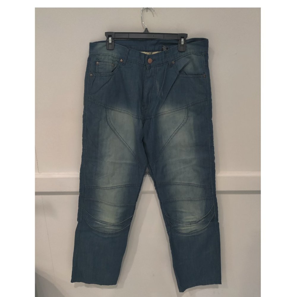 NWT Craze Men's Reinforced Faded Blue Jeans Size 36x32 Regular $80 CC156
